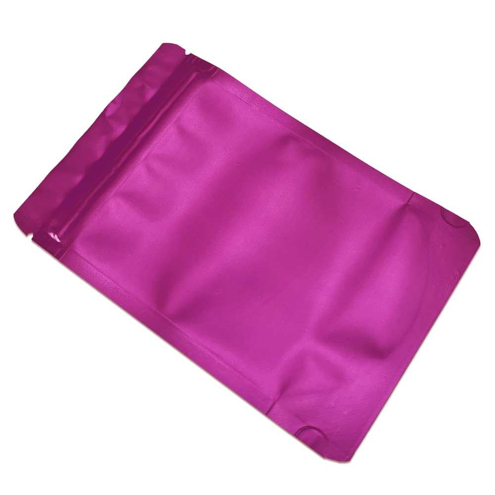 Pabck 50 Pieces 5.5X7.87 Inch(Inside Size 4.7X5.1 Inch) Stand-Up Resealable Heat Seal Bags 3.55Mil Thick Frosted Pink Foil Seale